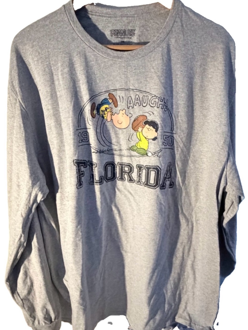 Peanuts Florida Long Sleeve Tee Lucy Charlie Brown Snoopy Football Adult 2XL